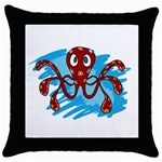 Octopus Sea Ocean Cartoon Animal Throw Pillow Case (Black) Front