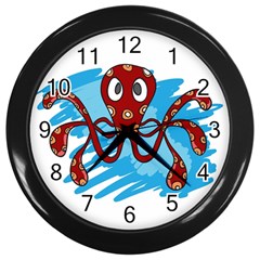 Octopus Sea Ocean Cartoon Animal Wall Clocks (Black)