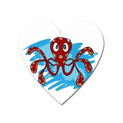 Octopus Sea Ocean Cartoon Animal Heart Magnet