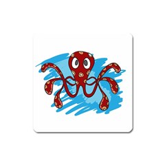 Octopus Sea Ocean Cartoon Animal Square Magnet