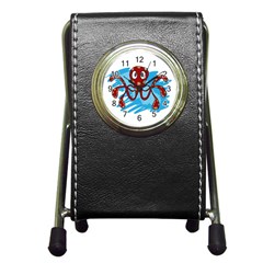 Octopus Sea Ocean Cartoon Animal Pen Holder Desk Clocks by Celenk