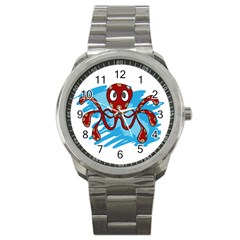 Octopus Sea Ocean Cartoon Animal Sport Metal Watch