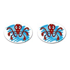 Octopus Sea Ocean Cartoon Animal Cufflinks (Oval)