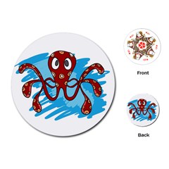 Octopus Sea Ocean Cartoon Animal Playing Cards (Round) 