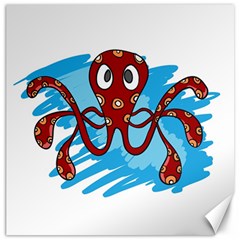 Octopus Sea Ocean Cartoon Animal Canvas 12  x 12  