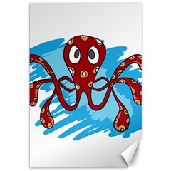 Octopus Sea Ocean Cartoon Animal Canvas 12  X 18   by Celenk