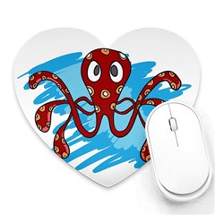 Octopus Sea Ocean Cartoon Animal Heart Mousepads