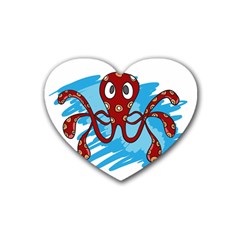 Octopus Sea Ocean Cartoon Animal Heart Coaster (4 pack) 