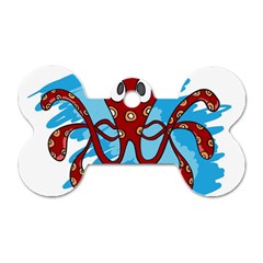 Octopus Sea Ocean Cartoon Animal Dog Tag Bone (Two Sides)