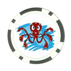 Octopus Sea Ocean Cartoon Animal Poker Chip Card Guard (10 pack)