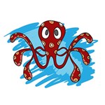 Octopus Sea Ocean Cartoon Animal Deluxe Canvas 14  x 11  14  x 11  x 1.5  Stretched Canvas