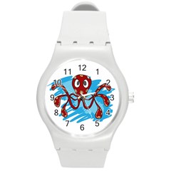 Octopus Sea Ocean Cartoon Animal Round Plastic Sport Watch (M)