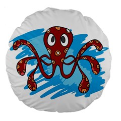 Octopus Sea Ocean Cartoon Animal Large 18  Premium Round Cushions