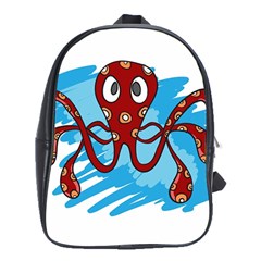 Octopus Sea Ocean Cartoon Animal School Bag (xl) by Celenk