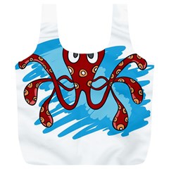 Octopus Sea Ocean Cartoon Animal Full Print Recycle Bags (L) 