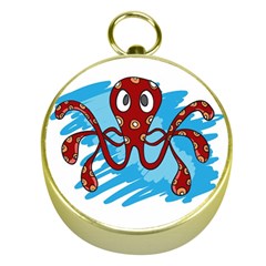 Octopus Sea Ocean Cartoon Animal Gold Compasses by Celenk