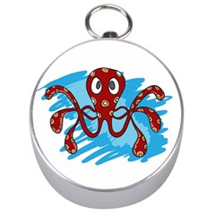 Octopus Sea Ocean Cartoon Animal Silver Compasses by Celenk