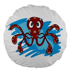 Octopus Sea Ocean Cartoon Animal Large 18  Premium Flano Round Cushions