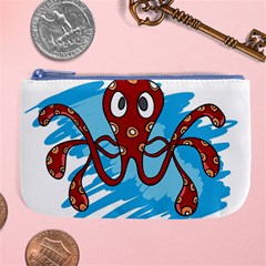 Octopus Sea Ocean Cartoon Animal Large Coin Purse