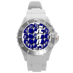 Facebook Social Media Network Blue Round Plastic Sport Watch (l) by Celenk