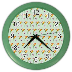 Birds Hummingbirds Wings Color Wall Clocks by Celenk