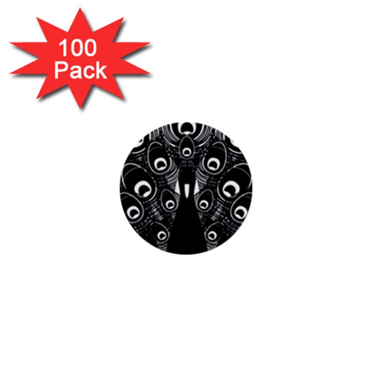 Peacock Bird Animal Feather 1  Mini Buttons (100 pack) 