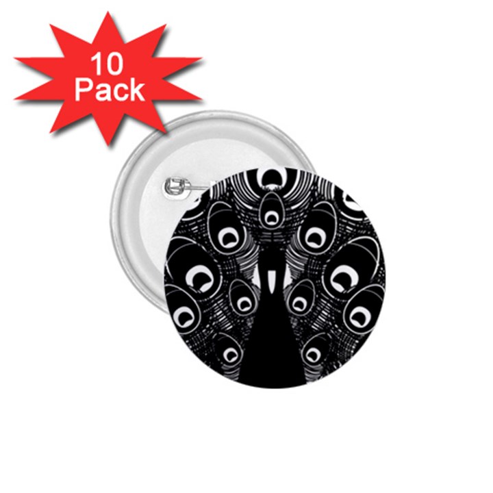 Peacock Bird Animal Feather 1.75  Buttons (10 pack)