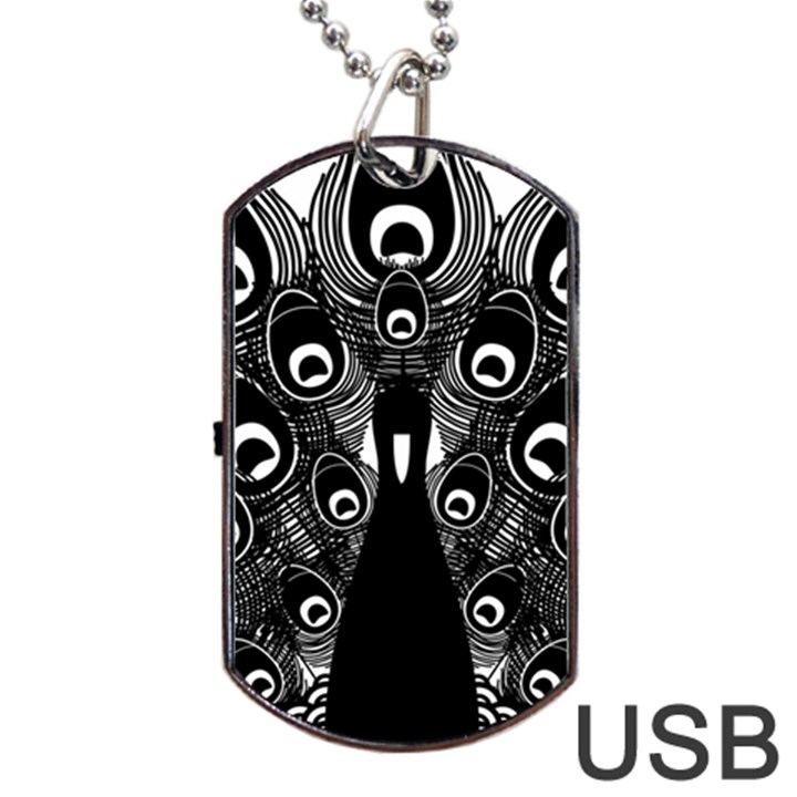 Peacock Bird Animal Feather Dog Tag USB Flash (Two Sides)