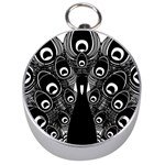 Peacock Bird Animal Feather Silver Compasses Front