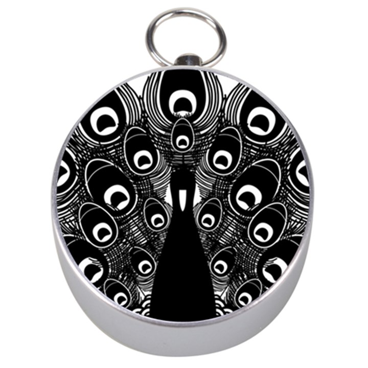 Peacock Bird Animal Feather Silver Compasses