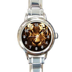 Cat Tiger Animal Wildlife Wild Round Italian Charm Watch by Celenk