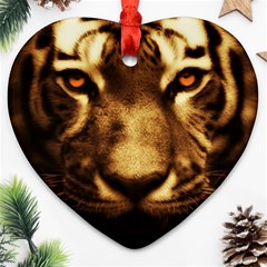 Cat Tiger Animal Wildlife Wild Ornament (heart) by Celenk