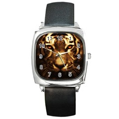 Cat Tiger Animal Wildlife Wild Square Metal Watch by Celenk