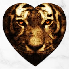 Cat Tiger Animal Wildlife Wild Jigsaw Puzzle (heart) by Celenk