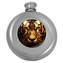 Cat Tiger Animal Wildlife Wild Round Hip Flask (5 Oz) by Celenk