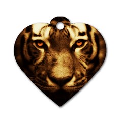 Cat Tiger Animal Wildlife Wild Dog Tag Heart (two Sides) by Celenk