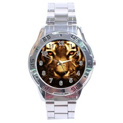 Cat Tiger Animal Wildlife Wild Stainless Steel Analogue Watch by Celenk