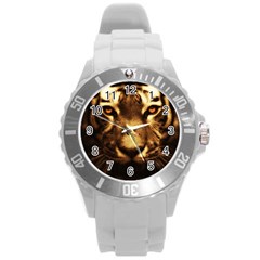 Cat Tiger Animal Wildlife Wild Round Plastic Sport Watch (l) by Celenk