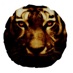 Cat Tiger Animal Wildlife Wild Large 18  Premium Round Cushions by Celenk