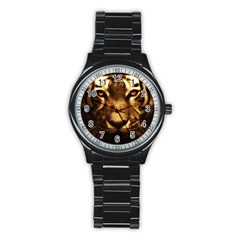 Cat Tiger Animal Wildlife Wild Stainless Steel Round Watch by Celenk