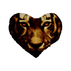 Cat Tiger Animal Wildlife Wild Standard 16  Premium Flano Heart Shape Cushions by Celenk