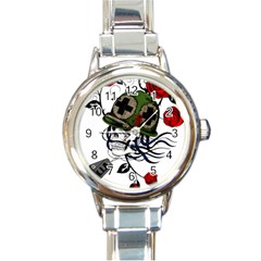 Skull Skeleton Dead Death Face Round Italian Charm Watch by Celenk