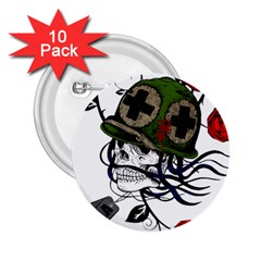 Skull Skeleton Dead Death Face 2 25  Buttons (10 Pack)  by Celenk