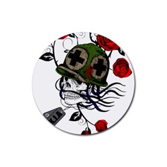 Skull Skeleton Dead Death Face Rubber Coaster (round)  by Celenk