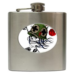 Skull Skeleton Dead Death Face Hip Flask (6 Oz) by Celenk