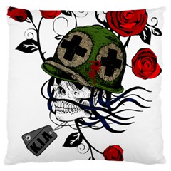 Skull Skeleton Dead Death Face Large Flano Cushion Case (two Sides) by Celenk