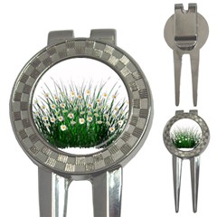 Spring Flowers Grass Meadow Plant 3-in-1 Golf Divots by Celenk