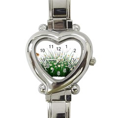 Spring Flowers Grass Meadow Plant Heart Italian Charm Watch by Celenk