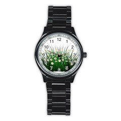 Spring Flowers Grass Meadow Plant Stainless Steel Round Watch by Celenk