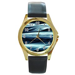 Texture Fractal Frax Hd Mathematics Round Gold Metal Watch